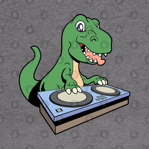 Cartoon TREX DJ at turntable by Modern Medieval Design